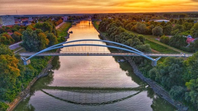 Szolnoki híd a naplementében